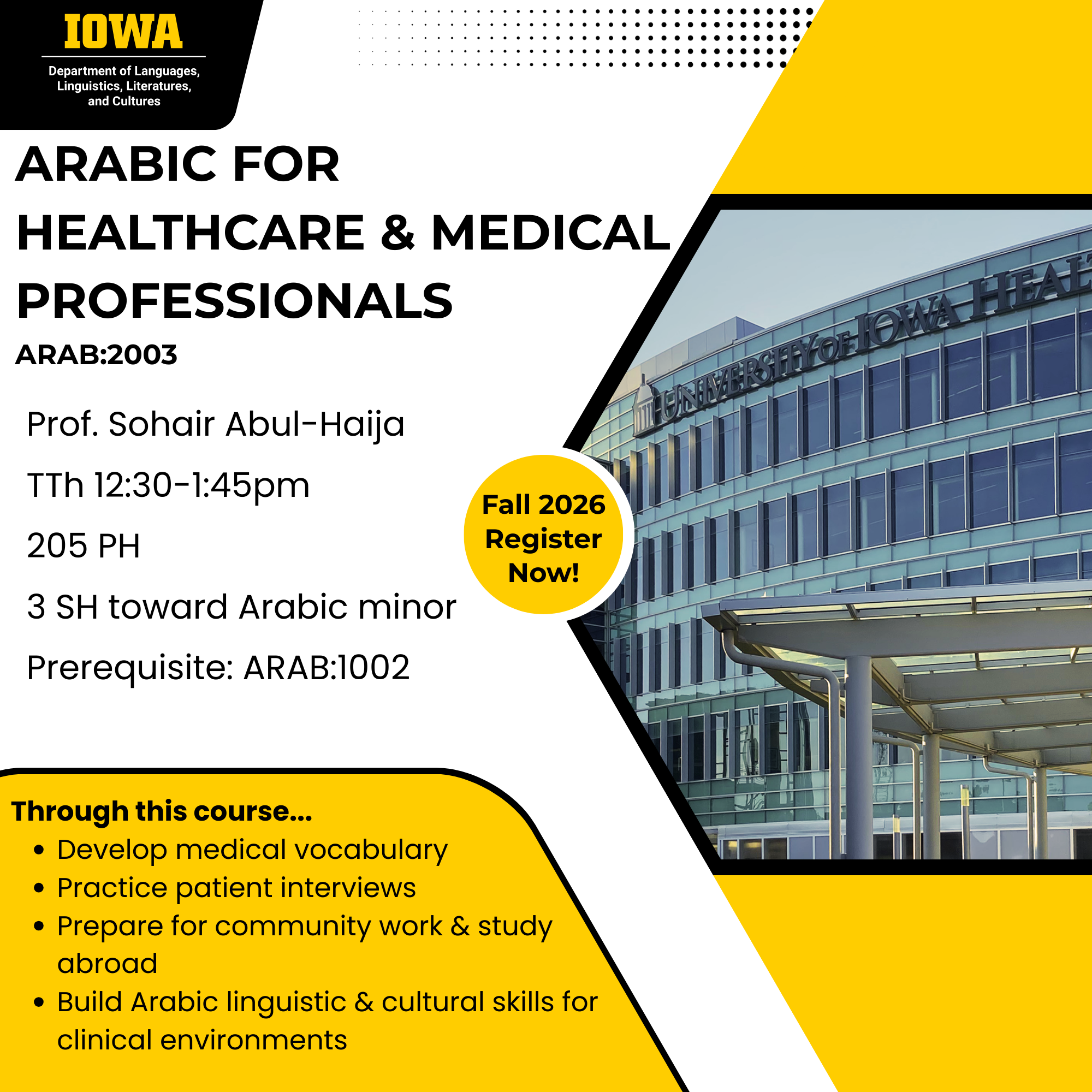 Information about the Fall 2026 course ARAB:2003 - information in the image can be found by clicking the image or the associated link