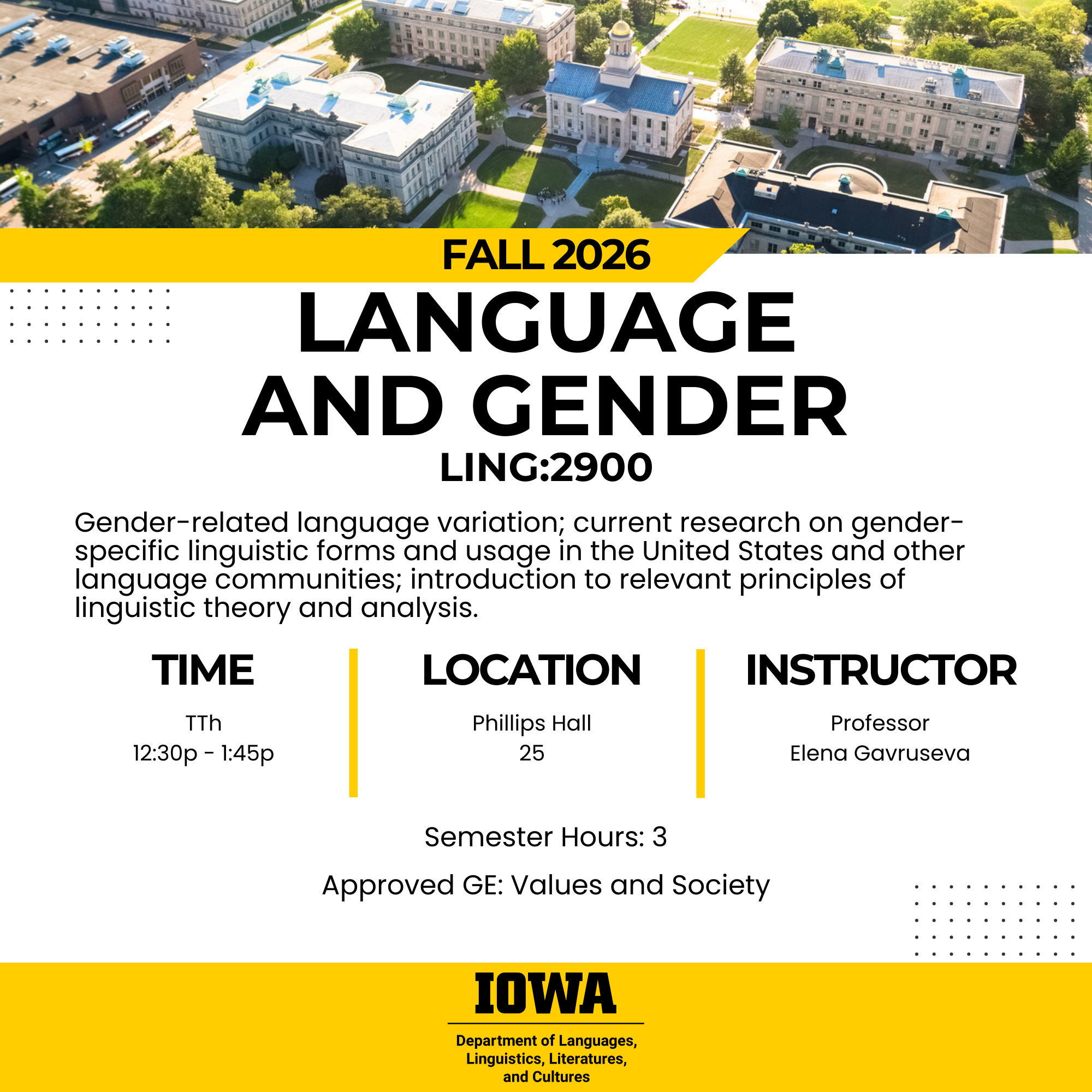 Information about the Fall 2026 course LING:2900 - information in the image can be found by clicking the image or the associated link