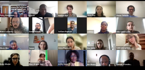 Screenshot of class video call