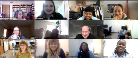Screenshot of class video call