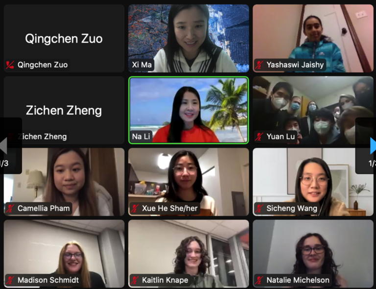 Students celebrating Chinese New Year over zoom