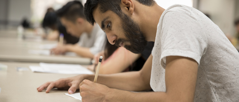 ESL student working on an assignment