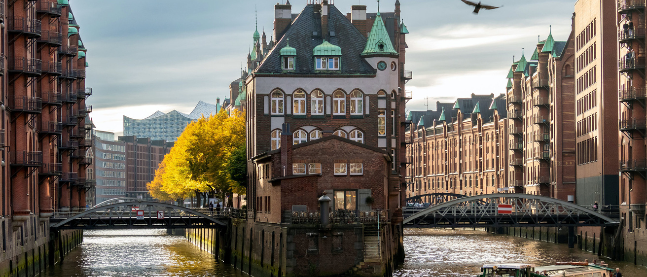Buildings and bridges in Hamburg, Germany