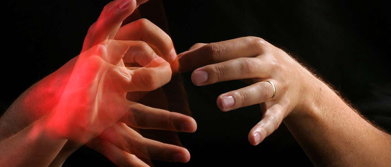 Hands moving while speaking in sign language