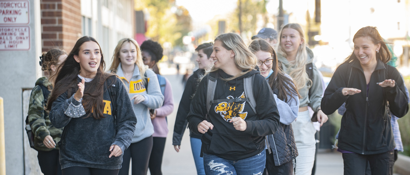 Students walking in group