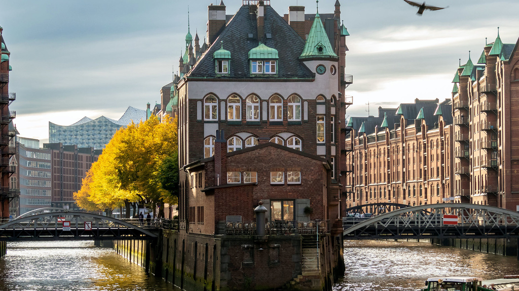 Buildings and bridges in Hamburg, Germany