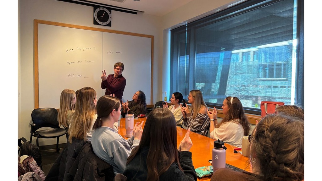 Rebecca Clark instructing to class