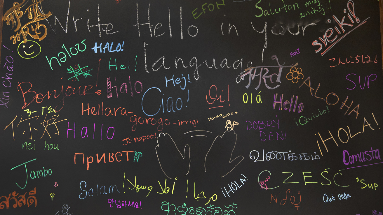 languages on chalk board